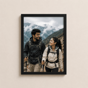 Personalized A4 black photo frame featuring friends